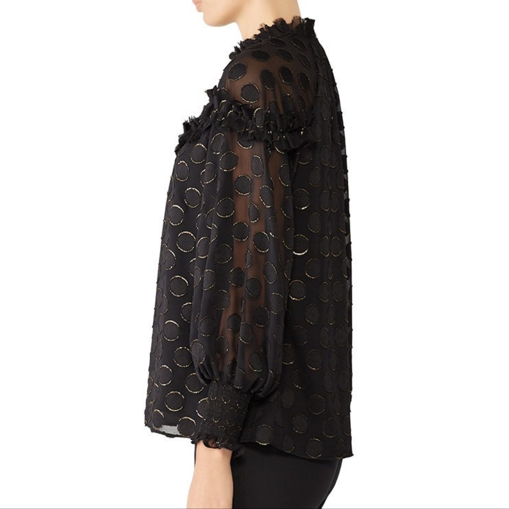 ML MONIQUE LHUILLIER | $395 Dotted Long Sleeved Top S/M - Picture 3 of 4